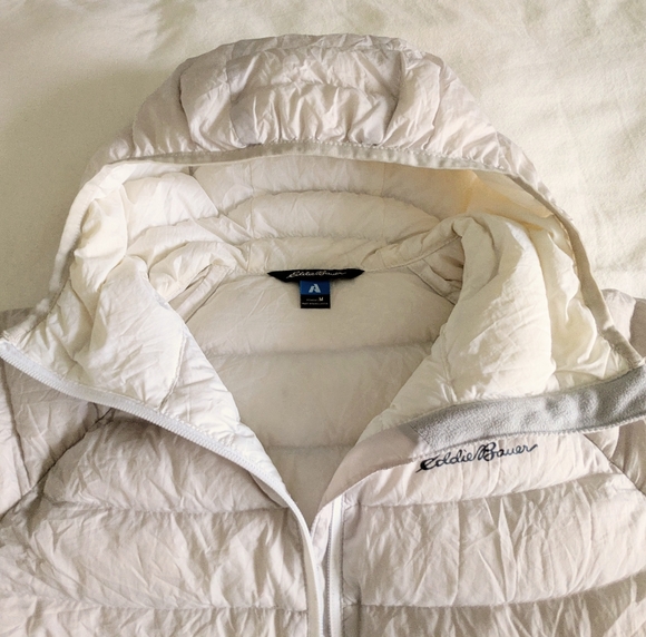 *EDDIE BAUER* First Ascent Stormdown 800 Down Jacket Beige WINDPROOF Medium - Picture 4 of 7